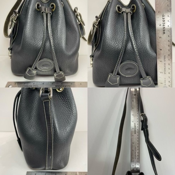 Vintage 90s Dooney & Bourke black pebbled leather drawstring bucket purse - Picture 14 of 14